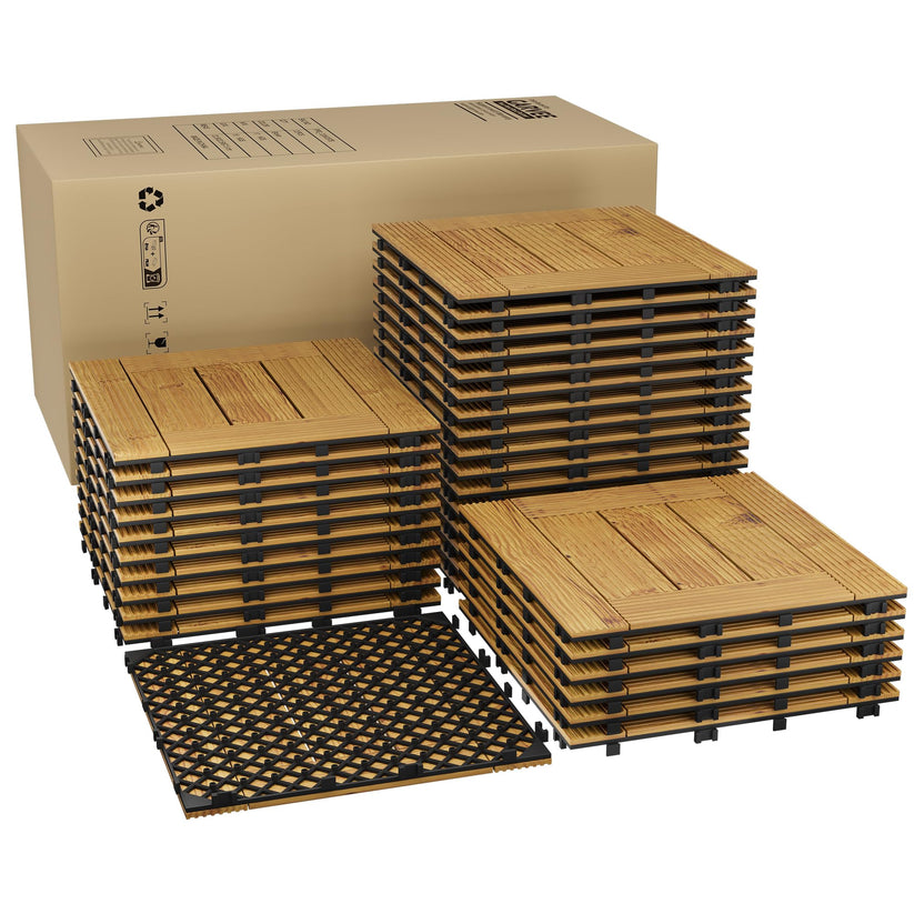Dalles de terrasse Garvee clipsables en bois d’acacia massif