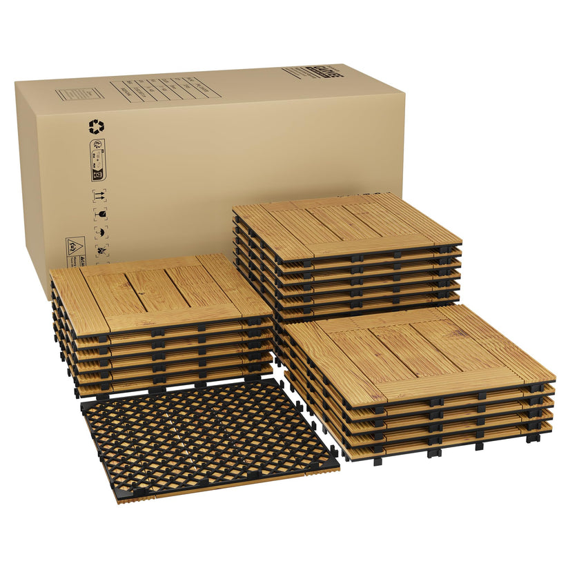 Lot de 22 dalles clipsables Garvee en bois d’acacia massif