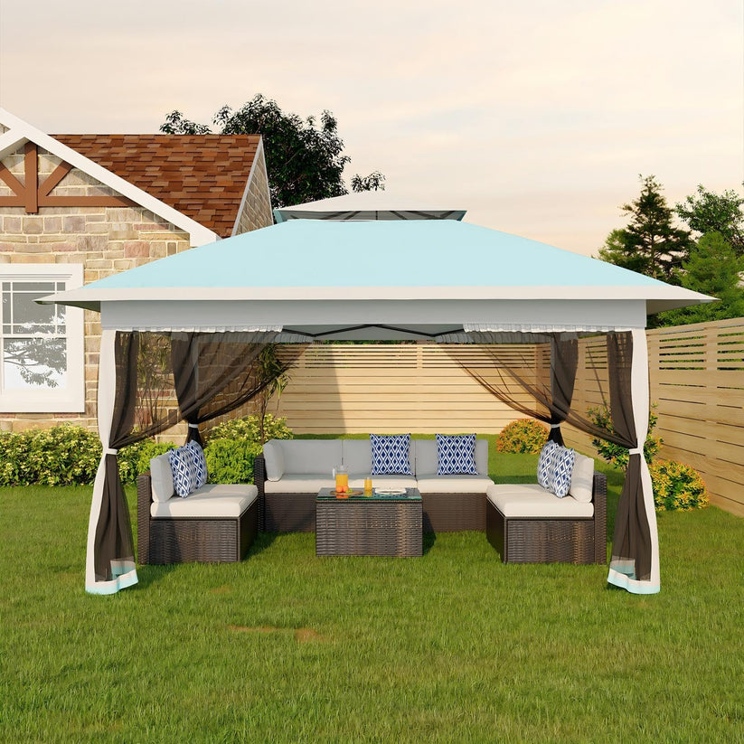 Tonnelle pop-up Garvee 3,65 x 3,65 m avec moustiquaire pour jardin et camping
