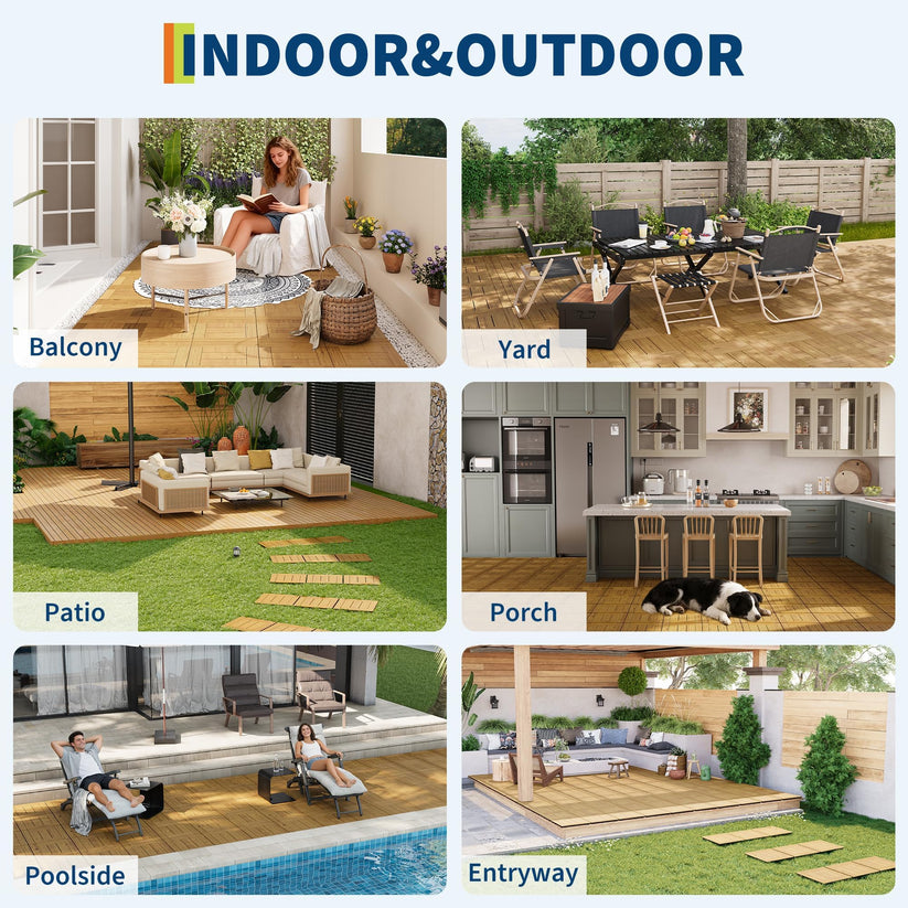 Ensemble complet de 22 dalles de terrasse en acacia