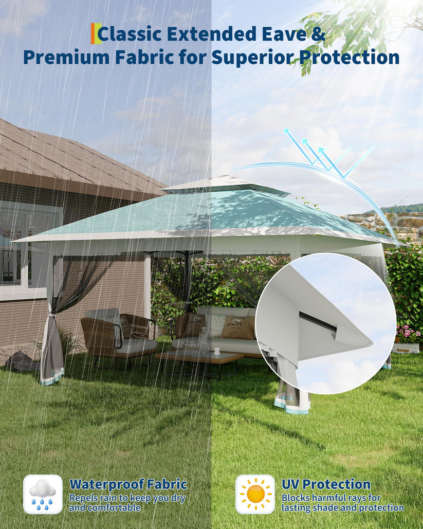 Grande tonnelle extérieure Garvee avec moustiquaire et protection UV